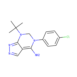CC(C)(C)N1CN(c2ccc(Cl)cc2)C(N)=C2C=NN=C21 ZINC000029042273
