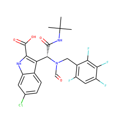 CC(C)(C)NC(=O)[C@@H](c1c(C(=O)O)[nH]c2cc(Cl)ccc12)N(C=O)Cc1c(F)cc(F)c(F)c1F ZINC000220382139