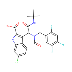 CC(C)(C)NC(=O)[C@@H](c1c(C(=O)O)[nH]c2cc(Cl)ccc12)N(C=O)Cc1cc(F)c(F)cc1F ZINC000220382307