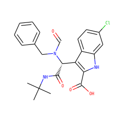 CC(C)(C)NC(=O)[C@@H](c1c(C(=O)O)[nH]c2cc(Cl)ccc12)N(C=O)Cc1ccccc1 ZINC000169348041