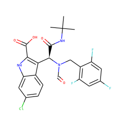 CC(C)(C)NC(=O)[C@H](c1c(C(=O)O)[nH]c2cc(Cl)ccc12)N(C=O)Cc1c(F)cc(F)cc1F ZINC000113879327
