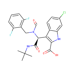 CC(C)(C)NC(=O)[C@H](c1c(C(=O)O)[nH]c2cc(Cl)ccc12)N(C=O)Cc1c(F)cccc1F ZINC000113879133
