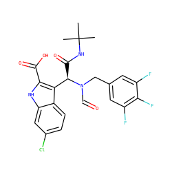 CC(C)(C)NC(=O)[C@H](c1c(C(=O)O)[nH]c2cc(Cl)ccc12)N(C=O)Cc1cc(F)c(F)c(F)c1 ZINC000113887669