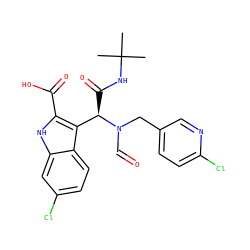 CC(C)(C)NC(=O)[C@H](c1c(C(=O)O)[nH]c2cc(Cl)ccc12)N(C=O)Cc1ccc(Cl)nc1 ZINC000113887463