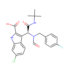 CC(C)(C)NC(=O)[C@H](c1c(C(=O)O)[nH]c2cc(Cl)ccc12)N(C=O)Cc1ccc(F)cc1 ZINC000113880274