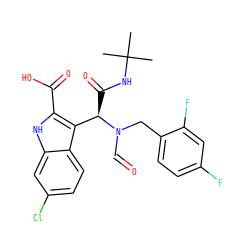 CC(C)(C)NC(=O)[C@H](c1c(C(=O)O)[nH]c2cc(Cl)ccc12)N(C=O)Cc1ccc(F)cc1F ZINC000113879849