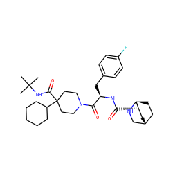 CC(C)(C)NC(=O)C1(C2CCCCC2)CCN(C(=O)[C@@H](Cc2ccc(F)cc2)NC(=O)[C@H]2C[C@@H]3CC[C@@H]2NC3)CC1 ZINC000101018906