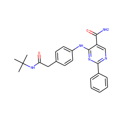 CC(C)(C)NC(=O)Cc1ccc(Nc2nc(-c3ccccc3)ncc2C(N)=O)cc1 ZINC000096938260