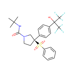CC(C)(C)NC(=O)N1CC[C@](c2ccc(C(O)(C(F)(F)F)C(F)(F)F)cc2)(S(=O)(=O)c2ccccc2)C1 ZINC001772621933