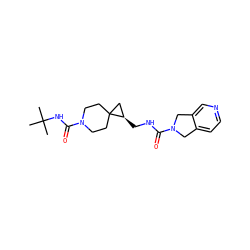 CC(C)(C)NC(=O)N1CCC2(CC1)C[C@H]2CNC(=O)N1Cc2ccncc2C1 ZINC001772593136