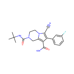 CC(C)(C)NC(=O)N1CCn2c(C#N)c(-c3cccc(F)c3)c(C(N)=O)c2C1 ZINC000112973604