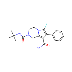 CC(C)(C)NC(=O)N1CCn2c(F)c(-c3ccccc3)c(C(N)=O)c2C1 ZINC000112973661