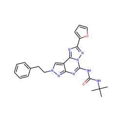 CC(C)(C)NC(=O)Nc1nc2nn(CCc3ccccc3)cc2c2nc(-c3ccco3)nn12 ZINC000013672050