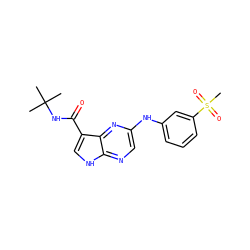 CC(C)(C)NC(=O)c1c[nH]c2ncc(Nc3cccc(S(C)(=O)=O)c3)nc12 ZINC000144969824