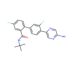 CC(C)(C)NC(=O)c1cc(F)ccc1-c1ccc(-c2cnc(N)cn2)c(F)c1 ZINC000224796444