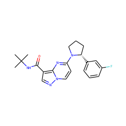 CC(C)(C)NC(=O)c1cnn2ccc(N3CCC[C@@H]3c3cccc(F)c3)nc12 ZINC000169704144