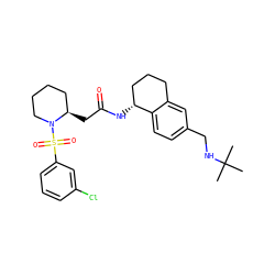 CC(C)(C)NCc1ccc2c(c1)CCC[C@H]2NC(=O)C[C@@H]1CCCCN1S(=O)(=O)c1cccc(Cl)c1 ZINC000036161436