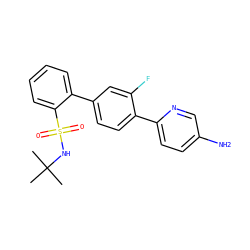 CC(C)(C)NS(=O)(=O)c1ccccc1-c1ccc(-c2ccc(N)cn2)c(F)c1 ZINC000224787165