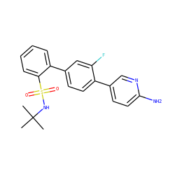 CC(C)(C)NS(=O)(=O)c1ccccc1-c1ccc(-c2ccc(N)nc2)c(F)c1 ZINC000224803234