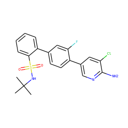 CC(C)(C)NS(=O)(=O)c1ccccc1-c1ccc(-c2cnc(N)c(Cl)c2)c(F)c1 ZINC000224750491