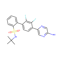 CC(C)(C)NS(=O)(=O)c1ccccc1-c1ccc(-c2cnc(N)cn2)c(F)c1F ZINC000224743660