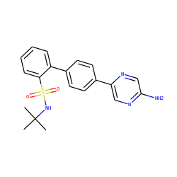 CC(C)(C)NS(=O)(=O)c1ccccc1-c1ccc(-c2cnc(N)cn2)cc1 ZINC000224728410