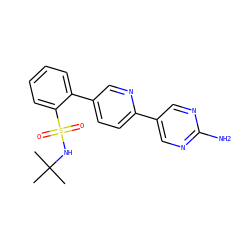 CC(C)(C)NS(=O)(=O)c1ccccc1-c1ccc(-c2cnc(N)nc2)nc1 ZINC000224749641