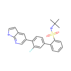 CC(C)(C)NS(=O)(=O)c1ccccc1-c1ccc(-c2cnc3[nH]ccc3c2)c(F)c1 ZINC000224745971