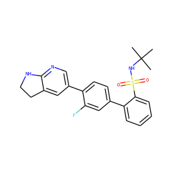 CC(C)(C)NS(=O)(=O)c1ccccc1-c1ccc(-c2cnc3c(c2)CCN3)c(F)c1 ZINC000224765659