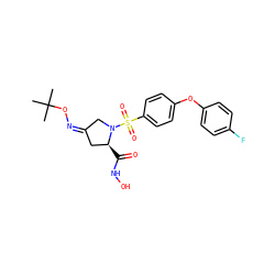 CC(C)(C)O/N=C1/C[C@H](C(=O)NO)N(S(=O)(=O)c2ccc(Oc3ccc(F)cc3)cc2)C1 ZINC000027618254