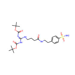 CC(C)(C)OC(=O)/N=C(\NCCCC(=O)NCCc1ccc(S(N)(=O)=O)cc1)NC(=O)OC(C)(C)C ZINC000299825599