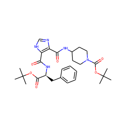 CC(C)(C)OC(=O)[C@H](Cc1ccccc1)NC(=O)c1[nH]cnc1C(=O)NC1CCN(C(=O)OC(C)(C)C)CC1 ZINC000017544899
