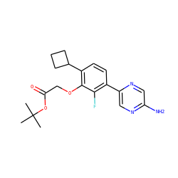 CC(C)(C)OC(=O)COc1c(C2CCC2)ccc(-c2cnc(N)cn2)c1F ZINC000212121555