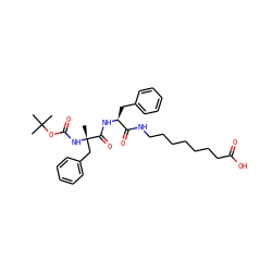 CC(C)(C)OC(=O)N[C@@](C)(Cc1ccccc1)C(=O)N[C@@H](Cc1ccccc1)C(=O)NCCCCCCCC(=O)O ZINC000029411876