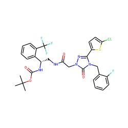 CC(C)(C)OC(=O)N[C@@H](CNC(=O)Cn1nc(-c2ccc(Cl)s2)n(Cc2ccccc2F)c1=O)c1ccccc1C(F)(F)F ZINC000164205439