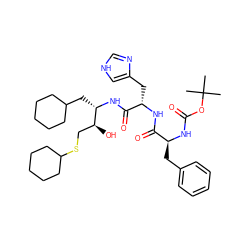 CC(C)(C)OC(=O)N[C@@H](Cc1ccccc1)C(=O)N[C@@H](Cc1c[nH]cn1)C(=O)N[C@@H](CC1CCCCC1)[C@@H](O)CSC1CCCCC1 ZINC000026247026