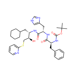CC(C)(C)OC(=O)N[C@@H](Cc1ccccc1)C(=O)N[C@@H](Cc1c[nH]cn1)C(=O)N[C@@H](CC1CCCCC1)[C@@H](O)CSc1ccccn1 ZINC000026180981