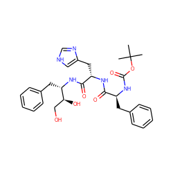 CC(C)(C)OC(=O)N[C@@H](Cc1ccccc1)C(=O)N[C@@H](Cc1c[nH]cn1)C(=O)N[C@@H](Cc1ccccc1)[C@@H](O)CO ZINC000028096171