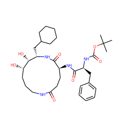 CC(C)(C)OC(=O)N[C@@H](Cc1ccccc1)C(=O)N[C@H]1CCC(=O)NCCC[C@H](O)[C@H](O)[C@H](CC2CCCCC2)NC1=O ZINC000026647391