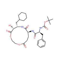 CC(C)(C)OC(=O)N[C@@H](Cc1ccccc1)C(=O)N[C@H]1CCC(=O)OCCOC(=O)[C@H](O)[C@H](CC2CCCCC2)NC1=O ZINC000027207429