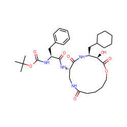 CC(C)(C)OC(=O)N[C@@H](Cc1ccccc1)C(=O)N[C@H]1CNC(=O)CCCCOC(=O)[C@H](O)[C@H](CC2CCCCC2)NC1=O ZINC000026642213