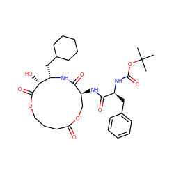CC(C)(C)OC(=O)N[C@@H](Cc1ccccc1)C(=O)N[C@H]1COC(=O)CCCOC(=O)[C@H](O)[C@H](CC2CCCCC2)NC1=O ZINC000027210268