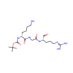 CC(C)(C)OC(=O)N[C@H](CCCCN)C(=O)NCC(=O)N[C@H](C=O)CCCN=C(N)N ZINC000096904403