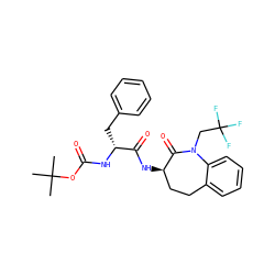 CC(C)(C)OC(=O)N[C@H](Cc1ccccc1)C(=O)N[C@@H]1CCc2ccccc2N(CC(F)(F)F)C1=O ZINC000028952630