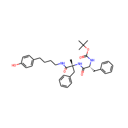 CC(C)(C)OC(=O)N[C@H](Cc1ccccc1)C(=O)N[C@](C)(Cc1ccccc1)C(=O)NCCCCc1ccc(O)cc1 ZINC000029404211