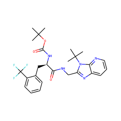CC(C)(C)OC(=O)N[C@H](Cc1ccccc1C(F)(F)F)C(=O)NCc1nc2cccnc2n1C(C)(C)C ZINC000029039469