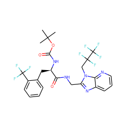 CC(C)(C)OC(=O)N[C@H](Cc1ccccc1C(F)(F)F)C(=O)NCc1nc2cccnc2n1CC(F)(F)C(F)(F)F ZINC000036184599