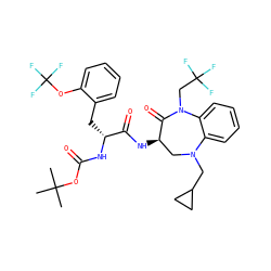 CC(C)(C)OC(=O)N[C@H](Cc1ccccc1OC(F)(F)F)C(=O)N[C@@H]1CN(CC2CC2)c2ccccc2N(CC(F)(F)F)C1=O ZINC000029040478
