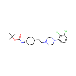 CC(C)(C)OC(=O)N[C@H]1CC[C@H](CCN2CCN(c3cccc(Cl)c3Cl)CC2)CC1 ZINC000100906988