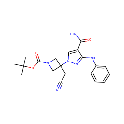 CC(C)(C)OC(=O)N1CC(CC#N)(n2cc(C(N)=O)c(Nc3ccccc3)n2)C1 ZINC000204996182